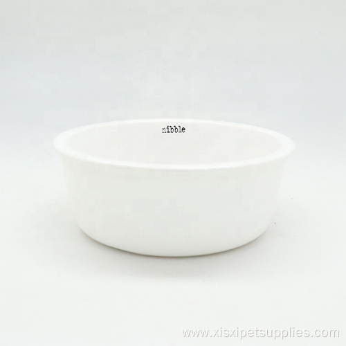 Pet Feeding Bowl White Rounded Ceramic Dog Bowl
